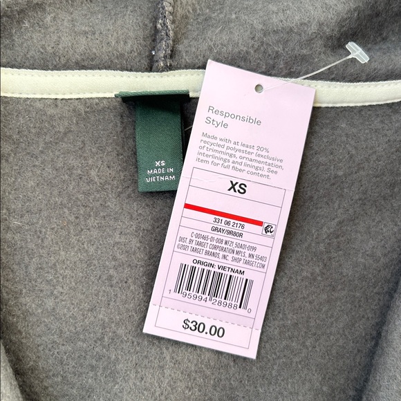 Wild Fable Sherpa Anorak Quarter Zip Pullover Hoodie Cozy Cabin Top Gray XS NWT - Picture 2 of 11